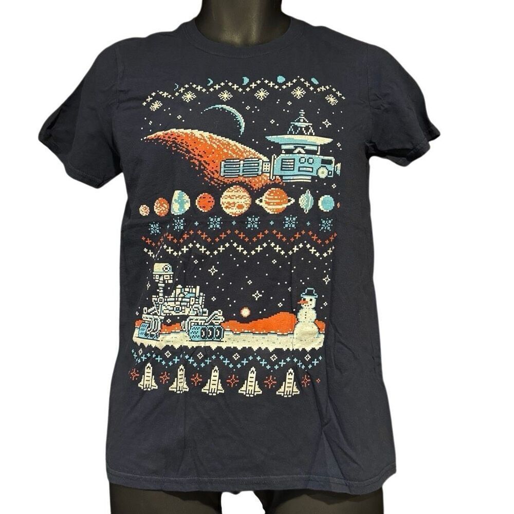 December Loot Crate Exclusive Ugly Holiday Sweater T-Shirt NASA 8 Bit Space Men’